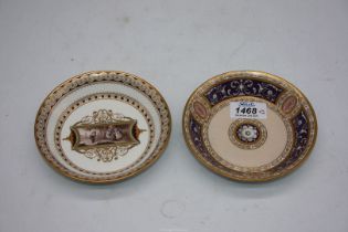 Two highly decorated Vienna porcelain Saucers, one having a scene of children playing,
