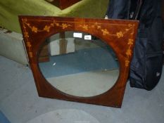 An antique marquetry framed Mirror - salvaged from a Pullman carriage of The Brighton Belle,