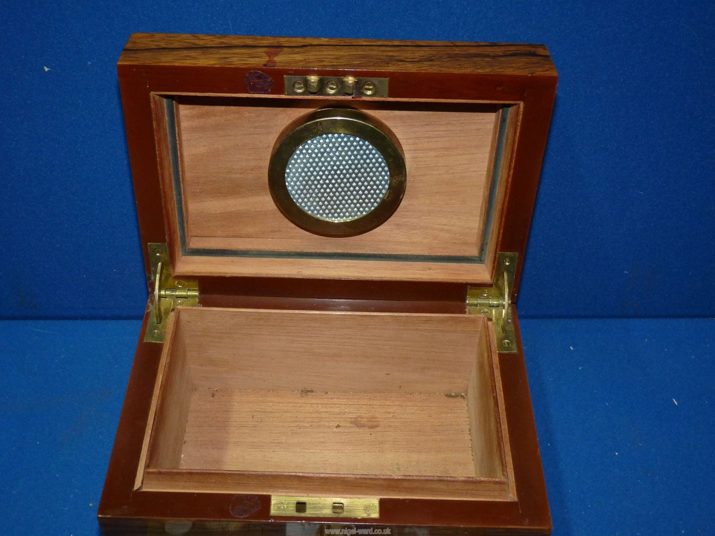 A Cigar Humidor with key, 8 1/2" x 6" x 4" plus three cigar cutters and a 1940's Dunhill lighter. - Image 2 of 2