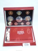 A cased set of Royal Mint coins De-luxe, proof set '2001'.