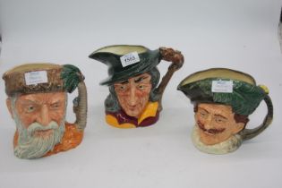 Three Royal Doulton Toby character jugs to include; Robinson Crusoe, Cavalier and Pied Piper.