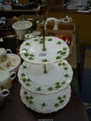 A Colcough ivy pattern three tier cake stand.