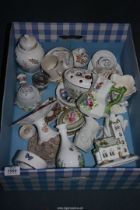 A quantity of small china items to include; vases, pot pourri dish, pin dishes, pill boxes, jugs,