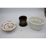 A small tray of ceramics including Dalton ware tobacco jar,