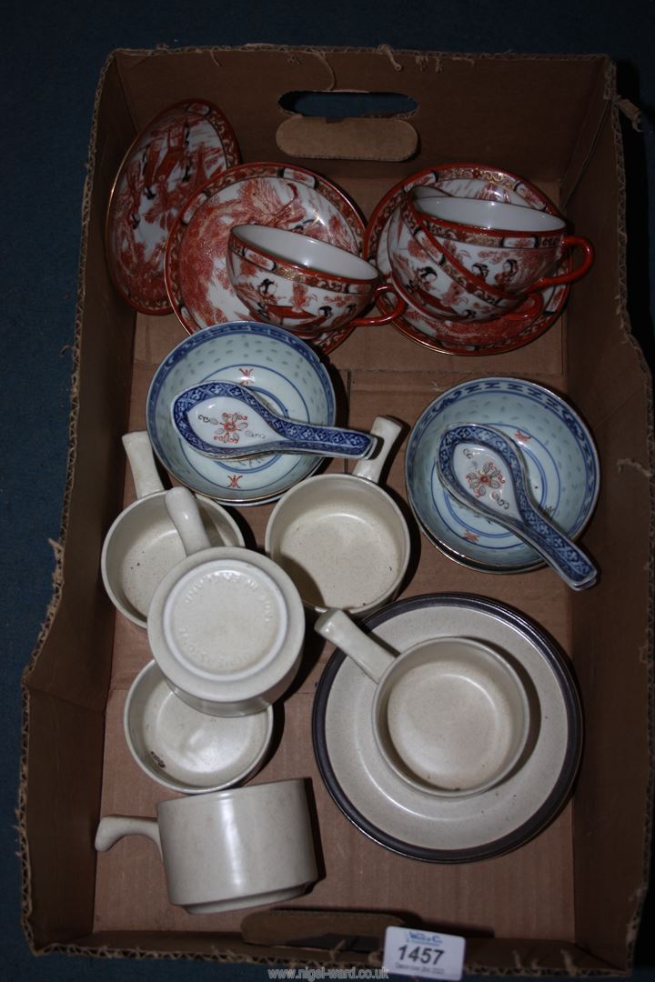 A quantity of china including; Doverstone soup mugs & saucers (one chipped),