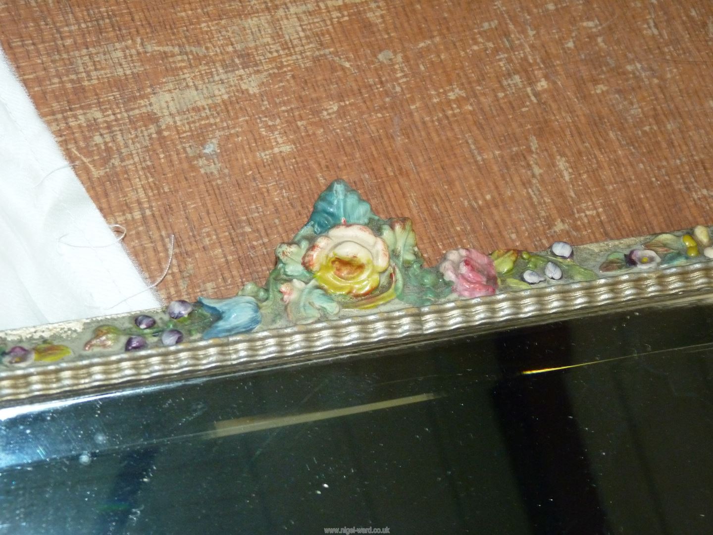 Two bevelled edge, floral and gilt framed table mirrors, 16 1/2" x 11 1/2". - Image 4 of 4