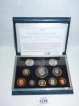 A cased Royal Mint UK proof coin collection '1998'.