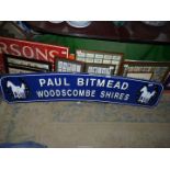 A large advertising sign for 'Paul Bitmead Shire Horses', 62" long,