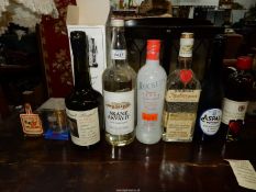 Eight bottles of Christmas cheer including boxed Cider Brandy 1991, Akvavit, Peach Snappes,