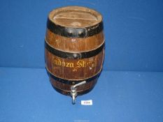 A small Cadoza sherry Barrel, 11" tall.