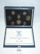 A cased Royal Mint UK proof coin collection '1986'.