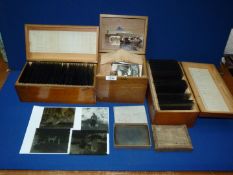 A quantity of glass negatives in two pine boxes mainly relating to family life in Stirling and