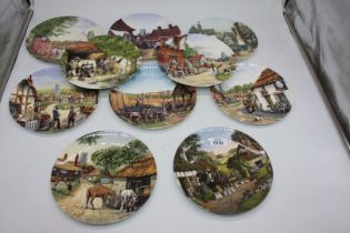 A quantity of Bradex wall plates 'Off to the Fields', 'The Village Green', etc.