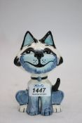 A Lorna Bailey cat 'Blue', signed to base,