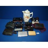 A quantity of miscellanea including Panasonic 34mm camera in case, Kodak Instamatic 130 camera, etc.