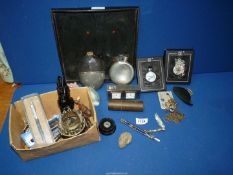 A quantity of miscellanea to include; two boxed ''Atlas Collections'' pocket watches, a Parker pen,