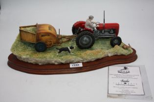 A Border Fine Arts figure group - 'Hayturning' on wooden plinth, signed Ayres, with certificate,