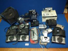 A quantity of Digital and Film Cameras including a Samsung NV3 digital camera,