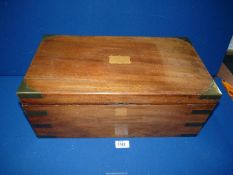 A Mahogany and brass campaign writing Slope, interior a/f and some repairs,
