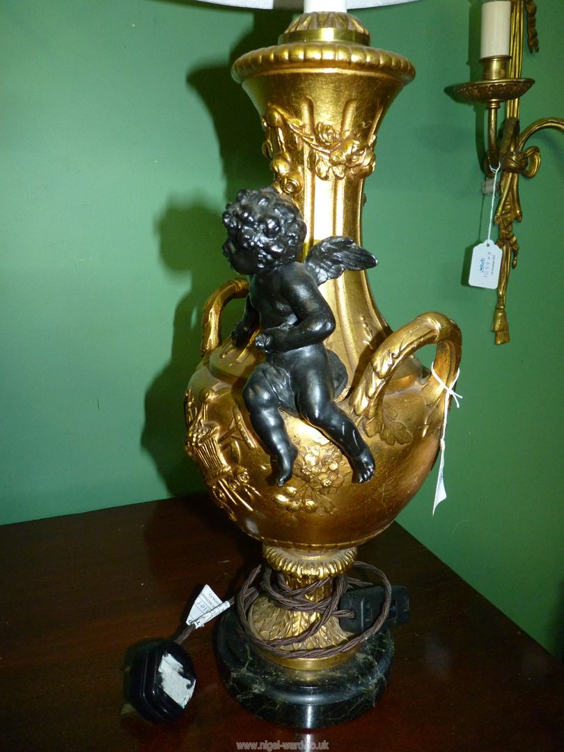 A decorative French gilt metal table lamp, - Image 2 of 3