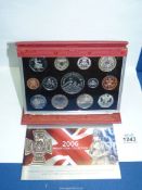 A cased set of Royal Mint coins, United Kingdom proof set '2006'.