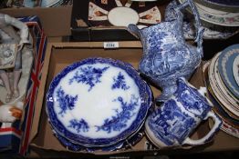 A quantity of ten blue and white plates,