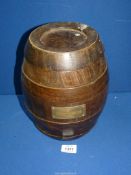 A set of stacking game peg Score Boards in the form of a barrel, 10 3/4" high.