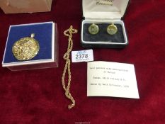 A pair of gold plated Cufflinks having clover detail (a/f),