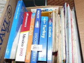 A box of maps and travel books to include; Grand Canaria, Turkey, Mexico, etc.