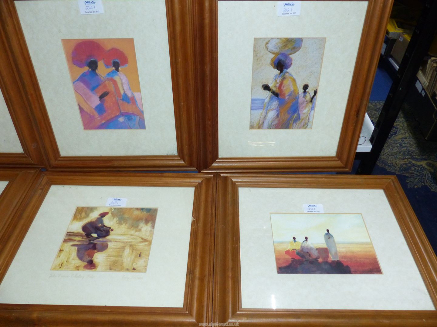 Six wooden framed Tony Hudson 'African Collection' Prints to include; 'Figures in Landscape', - Image 2 of 3