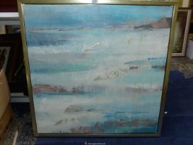 A large modern Abstract in a modern frame. 38 1/4" x 39".