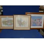 Three framed Prints "The Canal" by Paul Mathieu "Bruges City" by Bernadette Voz and "Burg