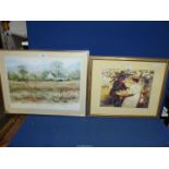 Two large framed Prints by Harold and Mike Knight.