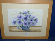 A framed and mounted D.M Pollock Watercolour depicting a bowl of Anemones.