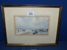 A framed and mounted Watercolour depicting a Thames view, signed Ashton Cannell, 13 1/4" x 10".