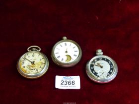 Three pocket Watches; Kelton, Ingersoll Triumph and a silver cased pocket Watch, all a/f.