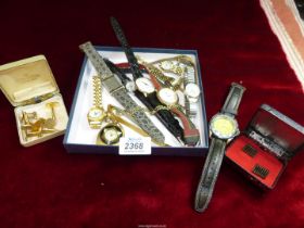 A quantity of wristwatches and cufflinks including Sekonda, Timex etc.