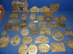 A quantity of brass Steam Rally plaques mainly from Abergavenny Rotary Steam Rally ranging from