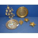 A small quantity of brass and other metals including small tray, ashtray, miniature frames,