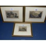 Three framed and mounted Engravings; 'Clifford Castle' engraved by J. Storer from a drawing by H.S.