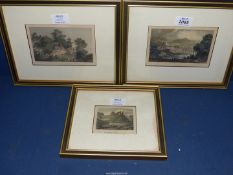Three framed and mounted Engravings; 'Clifford Castle' engraved by J. Storer from a drawing by H.S.