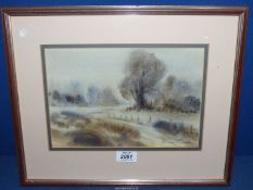 A framed and mounted Watercolour depicting a country landscape, signed lower right Edward Emerson,