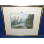 A signed Ashton Cannell Watercolour depicting a lake with sailing yachts, 16 1/4" x 14".