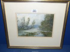 A signed Ashton Cannell Watercolour depicting a lake with sailing yachts, 16 1/4" x 14".