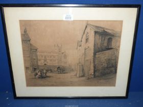 A framed and mounted Print (lithograph?) titled The Free Grammar School, St.