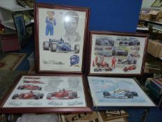 A quantity of Formula One racing prints including Nigel Mansell by Deno Carvana,