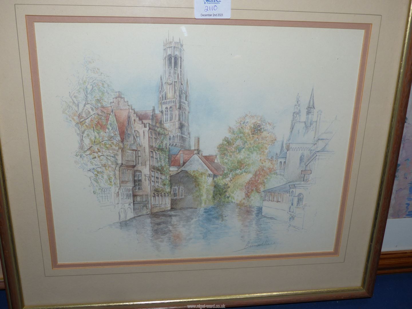 Three framed Prints "The Canal" by Paul Mathieu "Bruges City" by Bernadette Voz and "Burg - Image 2 of 4