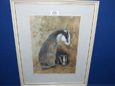 A mixed media painting of Badgers by David Blake.