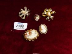 A small quantity of Cameo jewellery including 12ct rolled gold brooch with safety chain,