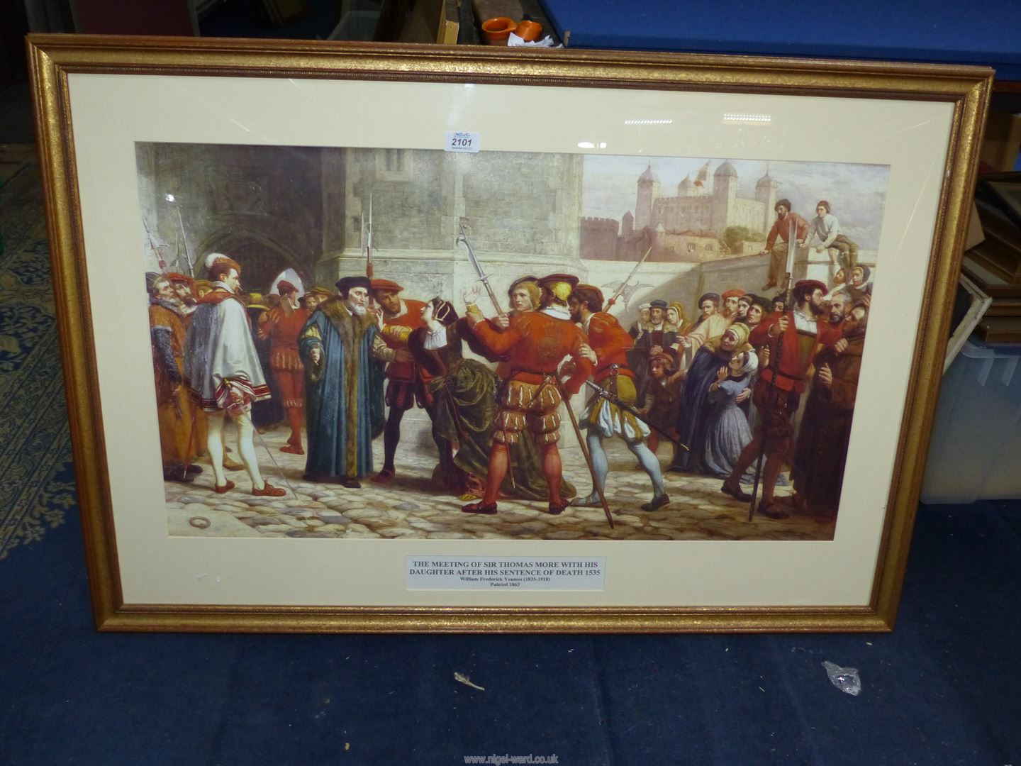 A large framed Print "The Meeting of Sir Thomas More with his daughter after his sentence of Death